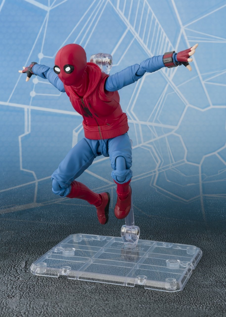 S.H. Figuarts Marvel Spider Man Home Made Suit Ver. Spiderman: Homecoming & Tamashii ACT Wall Action Figure