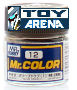 Mr. Hobby Mr. Color C12 Semi-Gloss Olive Drab (1) 10ml Bottle