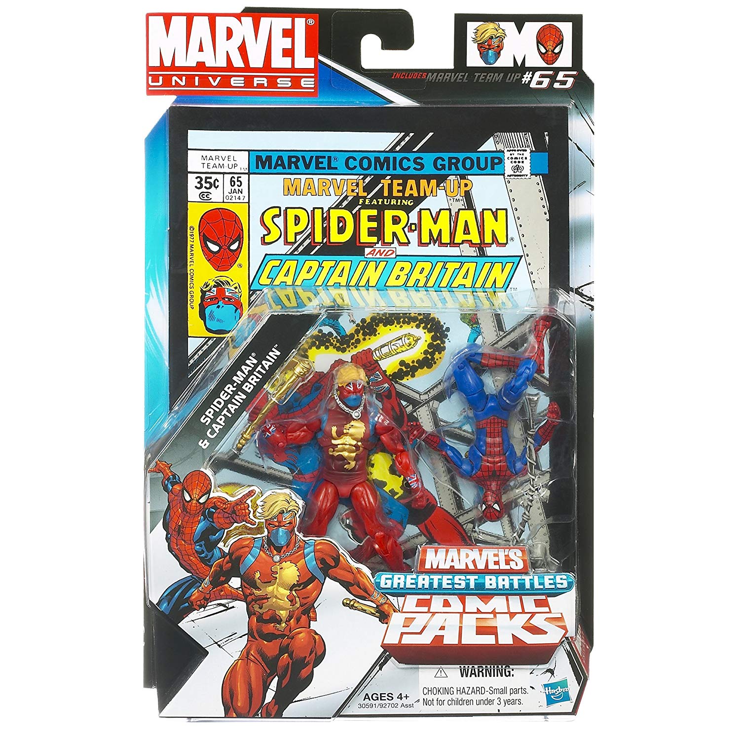 Marvel Universe Comics Greatest Battles Spiderman vs Captain Britain 3.75 inch Comic Book 2 Pack 1