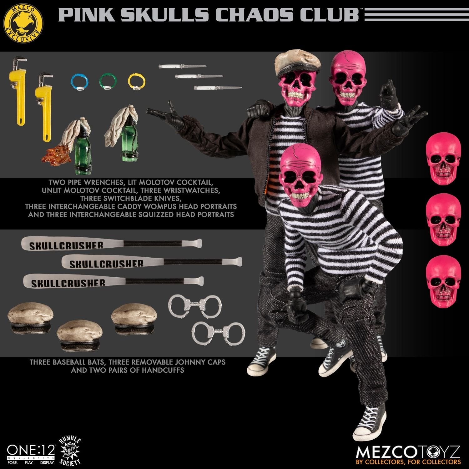 Mezco Toyz ONE:12 Collective: Rumble Society Pink Skulls Chaos Club Fall Exclusive Action Figure
