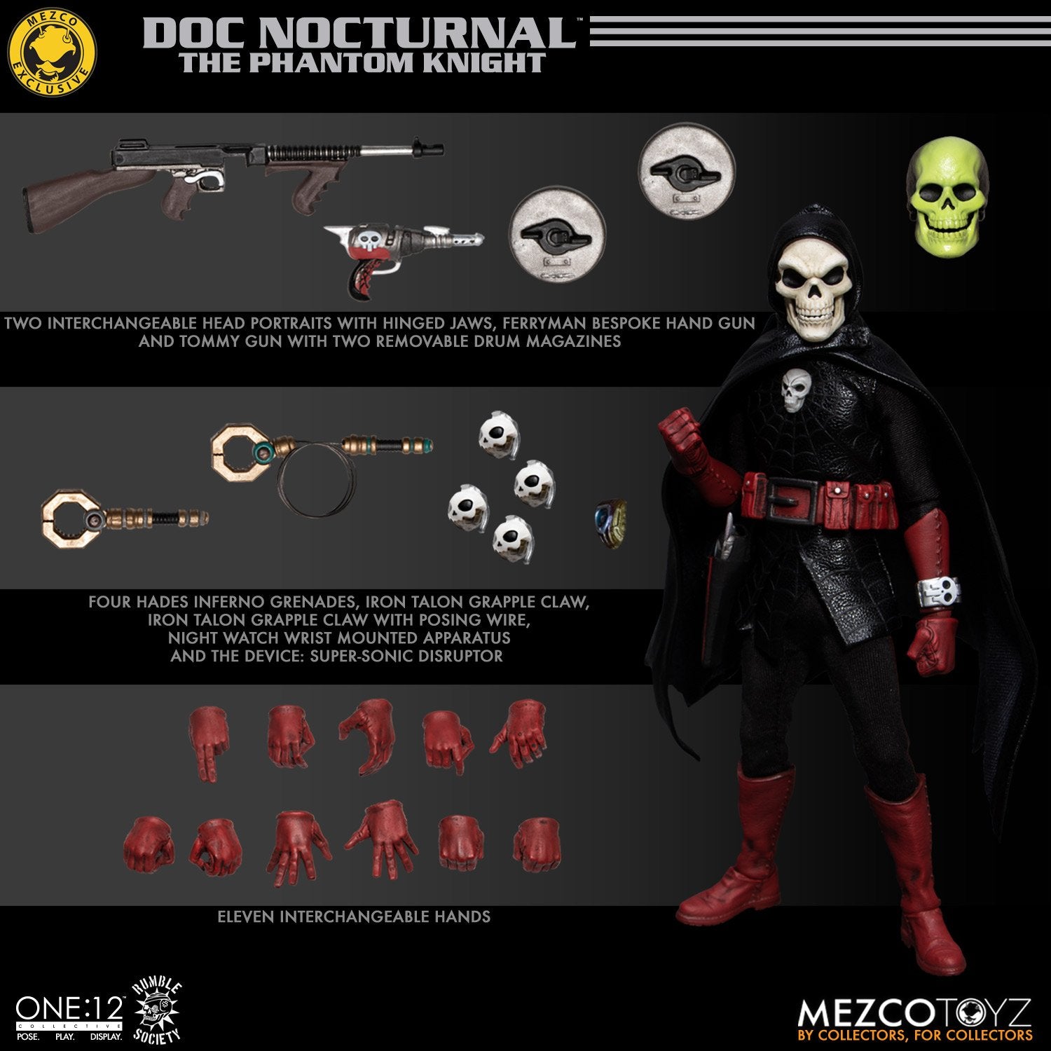 Mezco Toyz ONE:12 Rumble Society Doc Nocturnal Swag Set Action Figure Exclusive