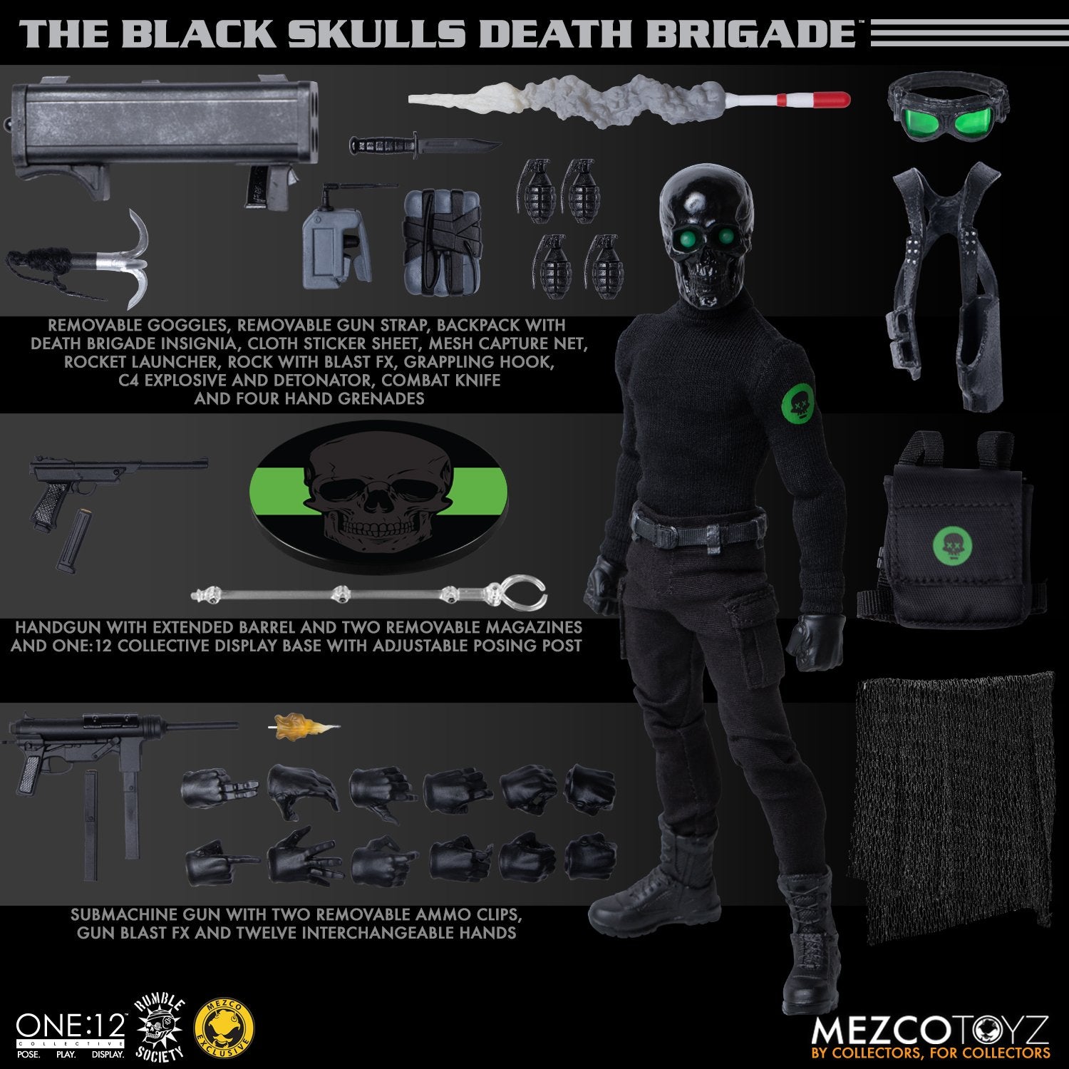 Mezco Toyz ONE:12 Black Skulls Death Brigade Action Figure Exclusive