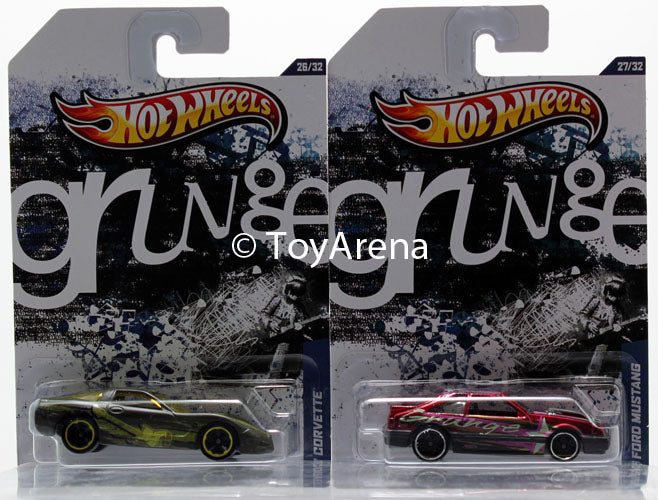 Hot Wheels Jukebox Grunge '97 Chevy Corvette & '92 Ford Mustang Wal-Mart Exclusive