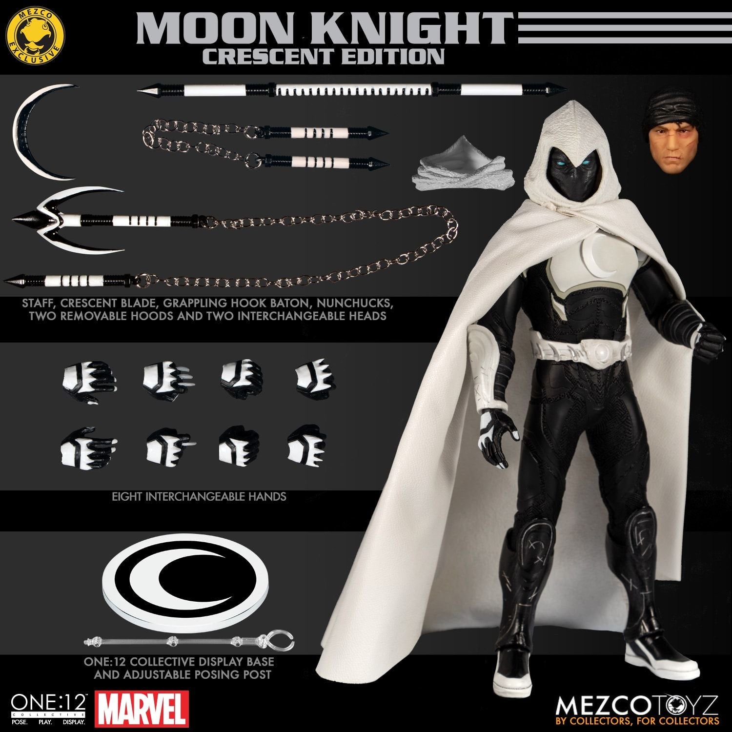 SDCC 2019 Mezco Toyz ONE:12 Moon Knight Crescent Edition Exclusive Action Figure