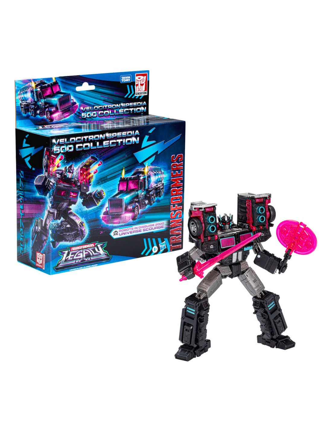 Transformers Legacy Velocitron Speedia 500 Collection Leader Class Scourge Black Action Figure