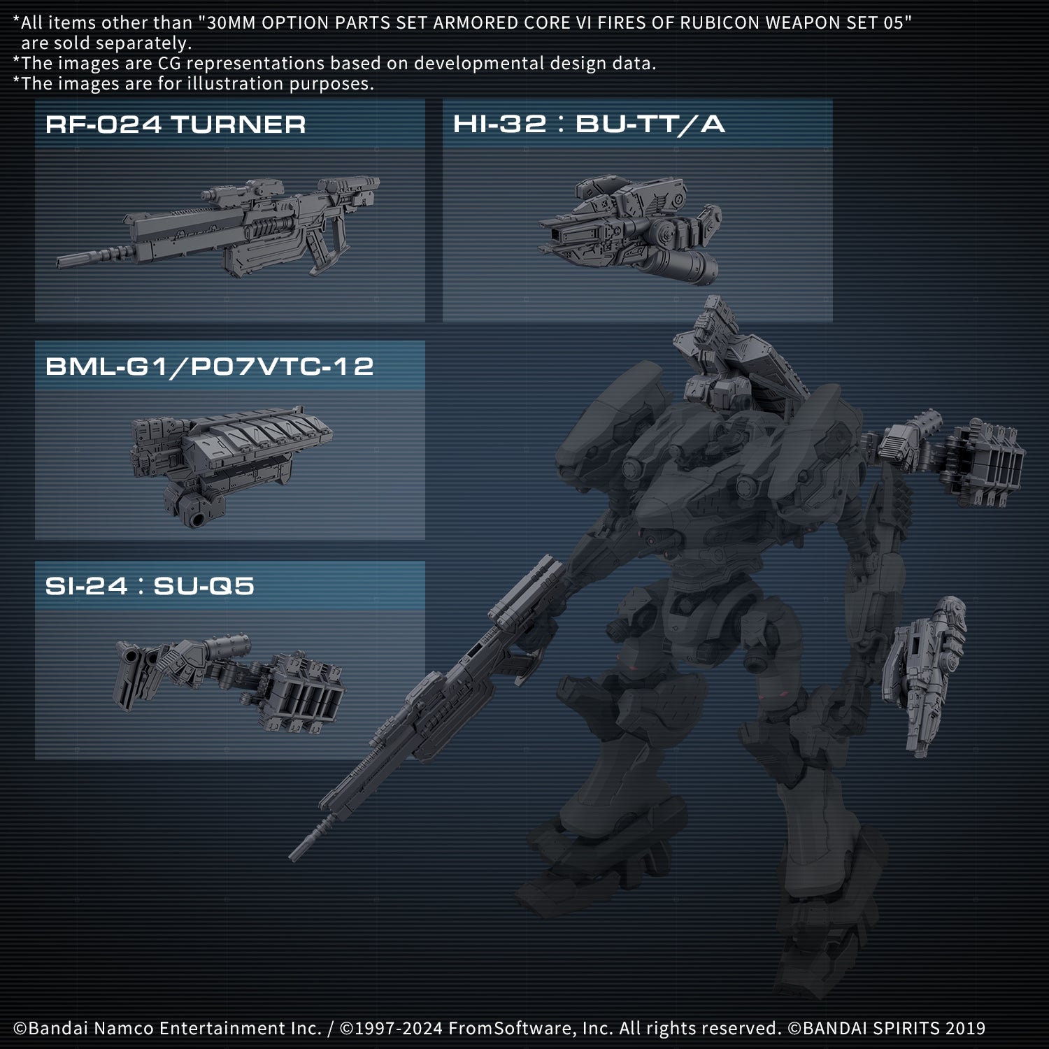 Bandai 30 Minutes Missions 30MM 1/144 Option Weapon Part Set 05 (Armored Core VI: Fires of Rubicon) Model Kit