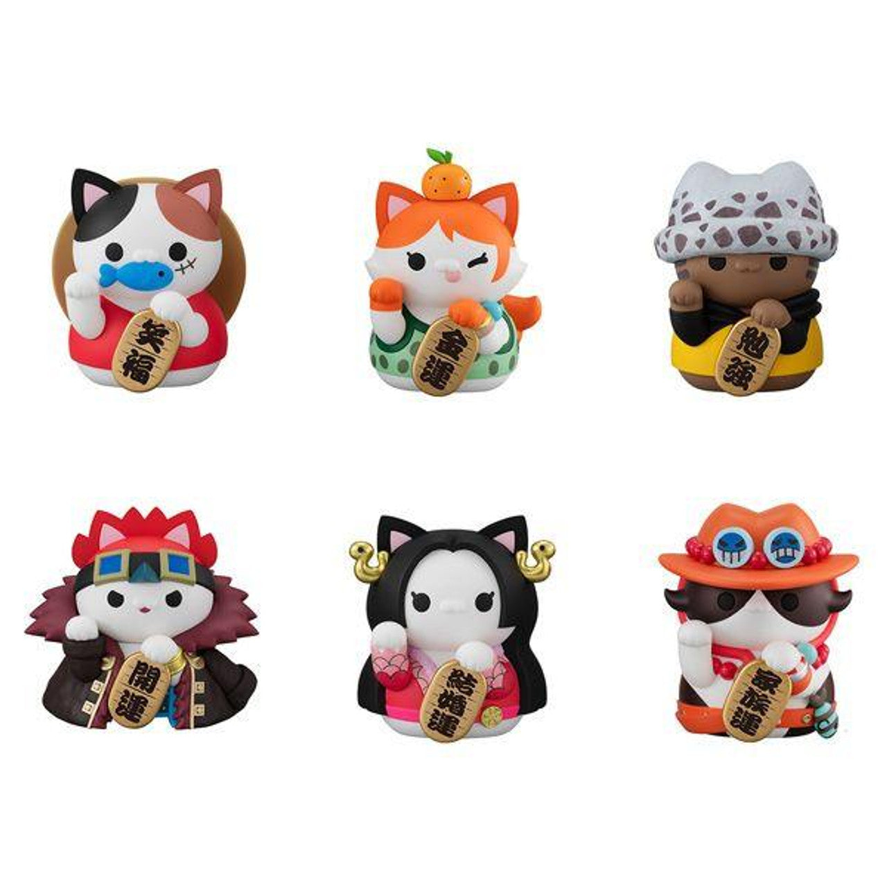 Megahouse One Piece Nyan Piece Nyaan! Beckoning Cat Lucky Cat Pirates Trading Figures Box Set of 6