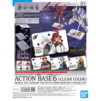 Gundam Action Base 6 Clear with The Witch From Mercury Sticker Set Stand