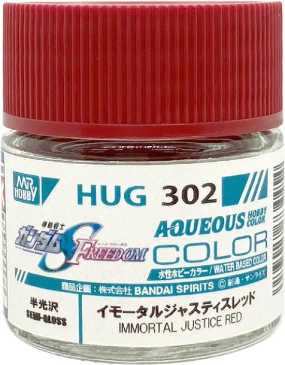 Mr. Hobby Aqueous Hobby Color Gundam Seed Freedom HUG302 Immortal Justice Red Semi Gloss 10ml Bottle