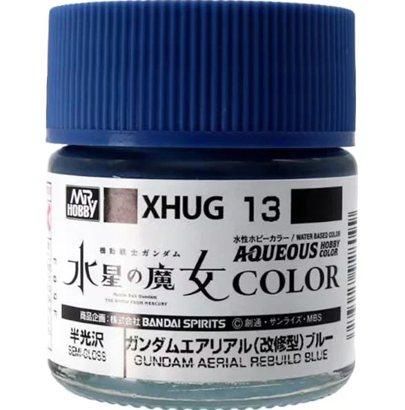 Mr. Hobby Aqueous Hobby Color Witch From Mercury XHUG13 Gundam Aerial Rebuild Blue Semi Gloss 10ml Bottle