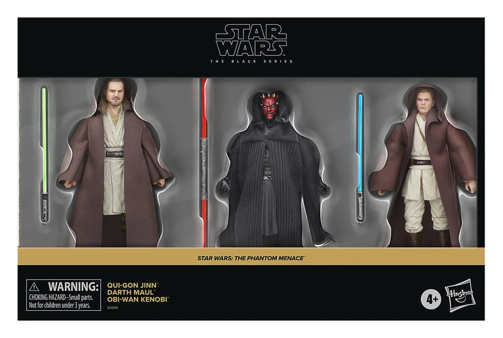 Hasbro Star Wars Black Series Episode 1  Qui-Gon Jin, Darth Maul, Obi-Wan Kenobib 3 pack 6 Inch Action Figure