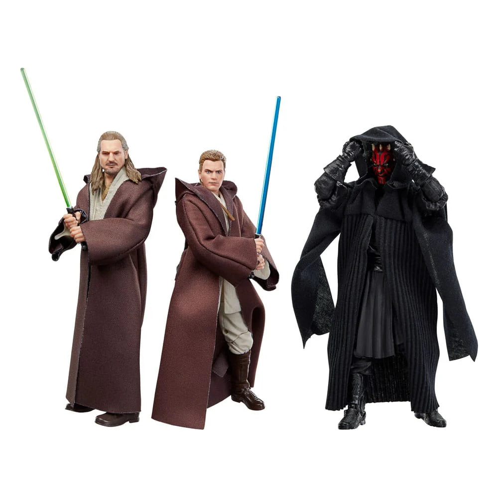 Hasbro Star Wars Black Series Episode 1  Qui-Gon Jin, Darth Maul, Obi-Wan Kenobib 3 pack 6 Inch Action Figure