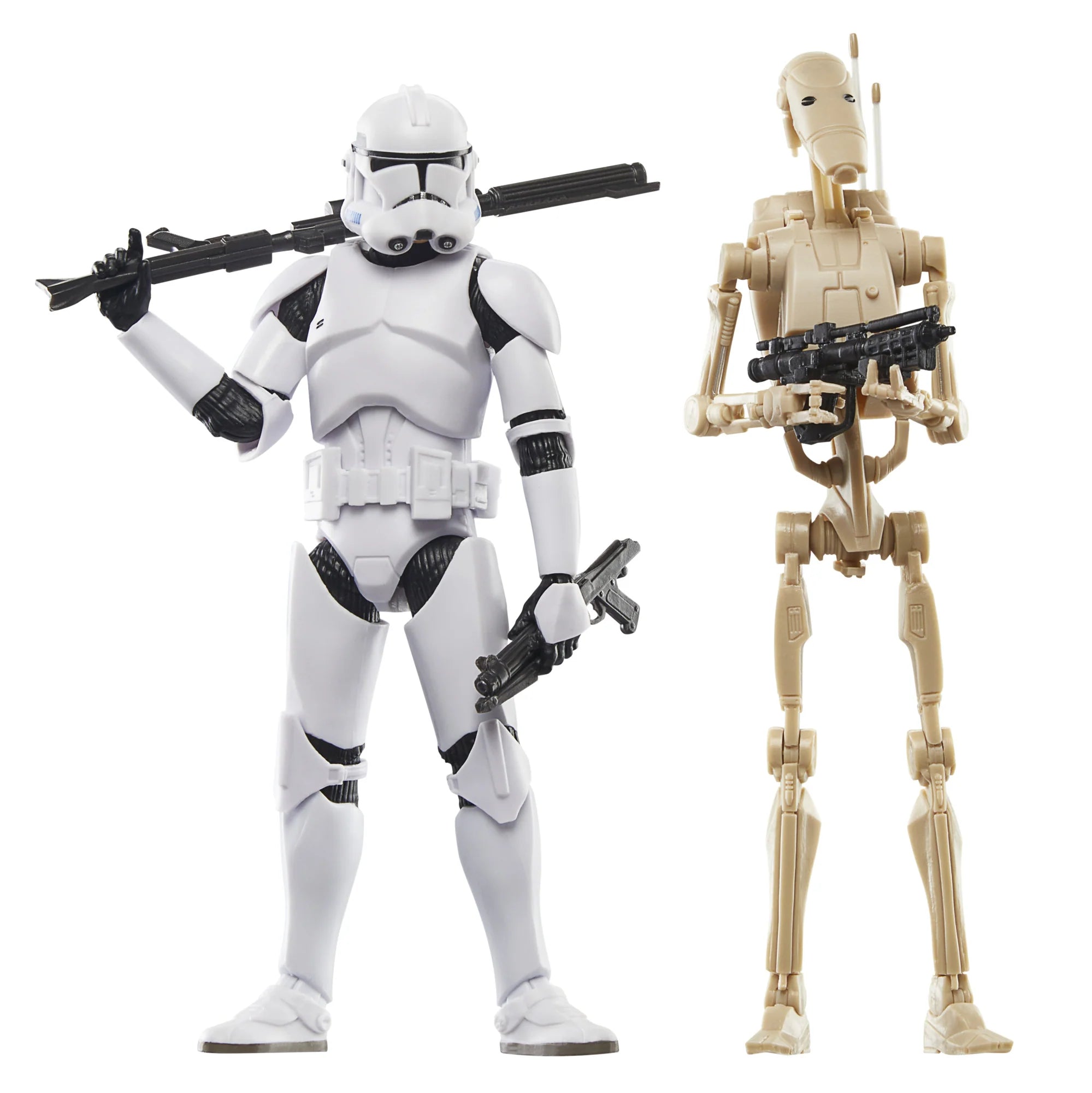 Hasbro Star Wars Black Series Clone Wars Phase II Clone Trooper and Battle Droid Exclusive 6 Inch Action Figure