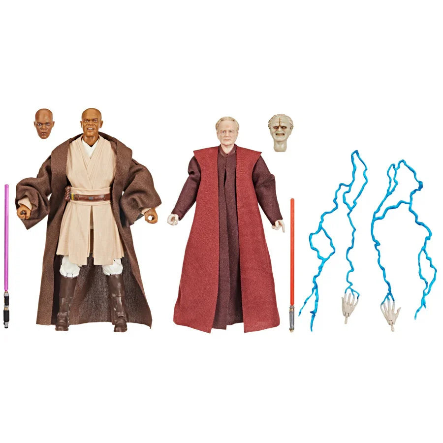 Hasbro Star Wars Black Series Revenge of the Sith Mace Windu and Darth Sidious 2 Pack 6 Inch Action Figure