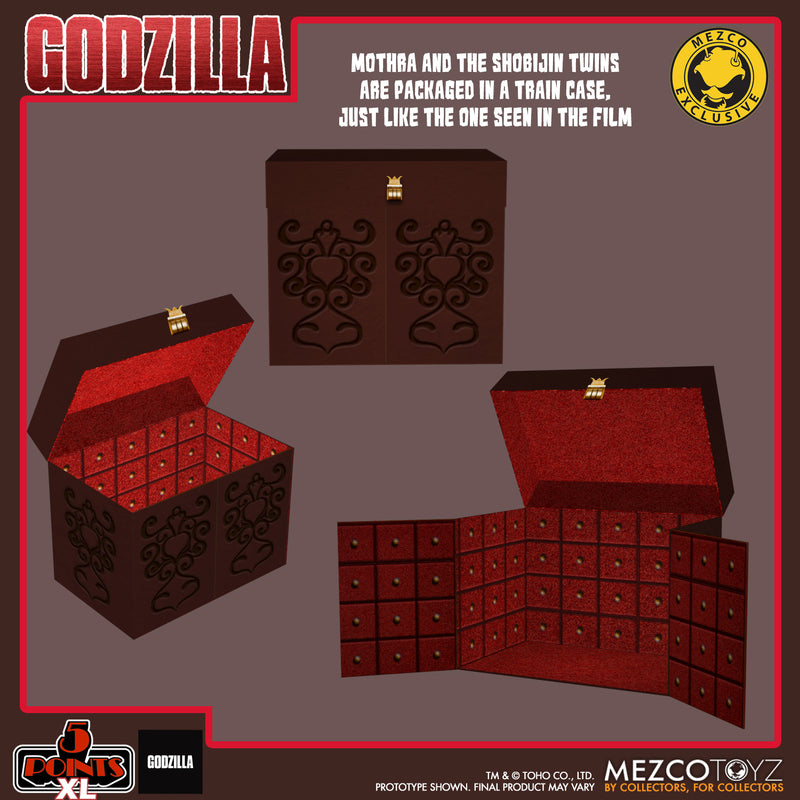 Mezco Toyz Mothra Vs. Godzilla (1964) 5 Points XL Mothra and Shobijin Twins Boxed Set Action Figure