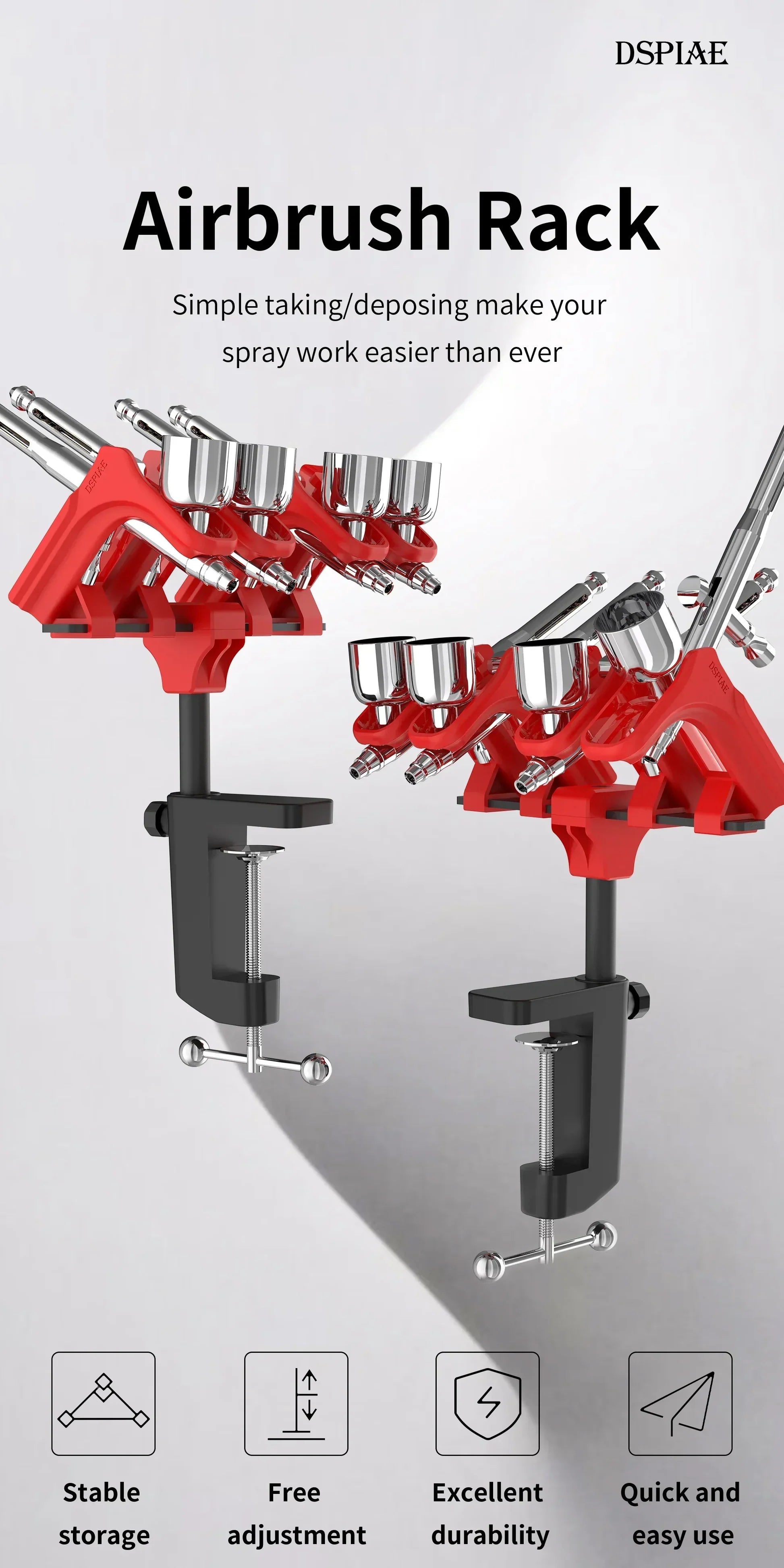 DSPIAE PT-AR 4-Slot Airbrush Rack Stand Holder
