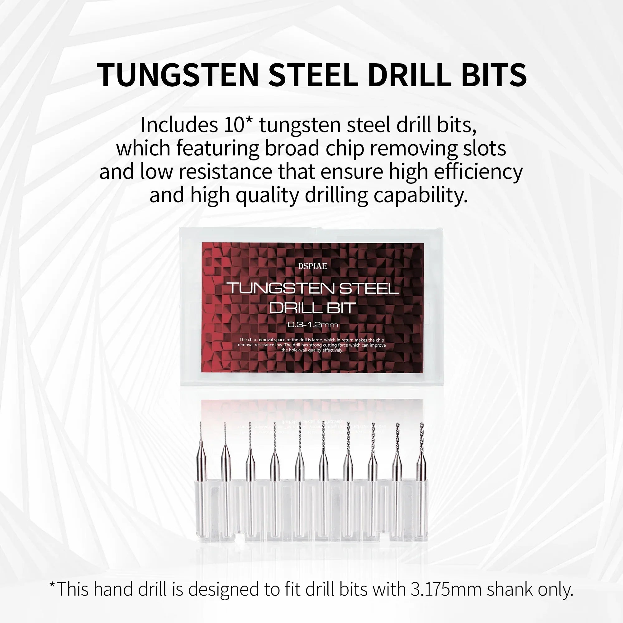 DSPIAE AT-SHD Precision Aluminum Hand Drill Set with 10 Drill Bits