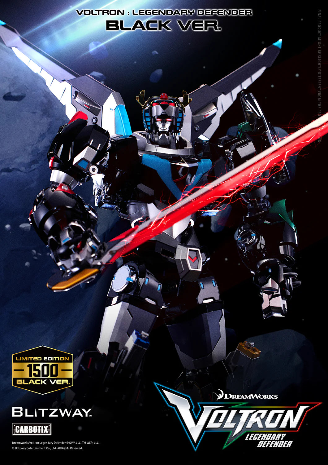 Blitzway Voltron: Legendary Defender Carbotix Series Voltron (Limited Black Ver.) Action Figure