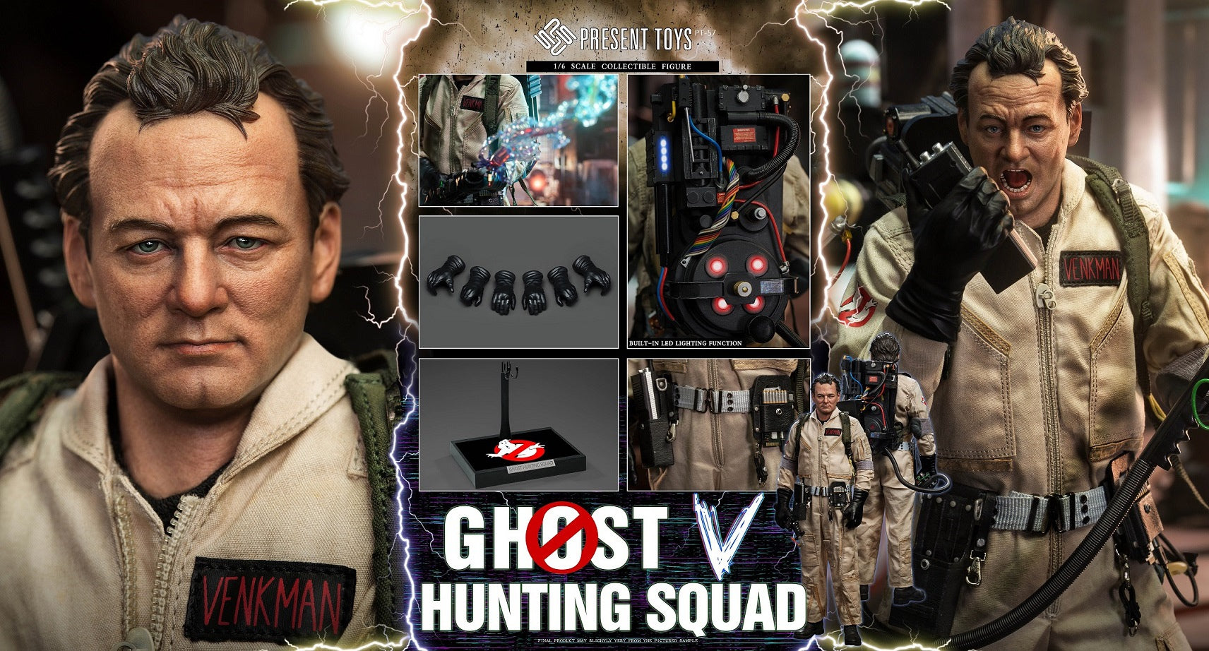 Present Toys 1/6 Ghost Hunting Squad Venkman Sixth Scale Action Figure PT-SP57