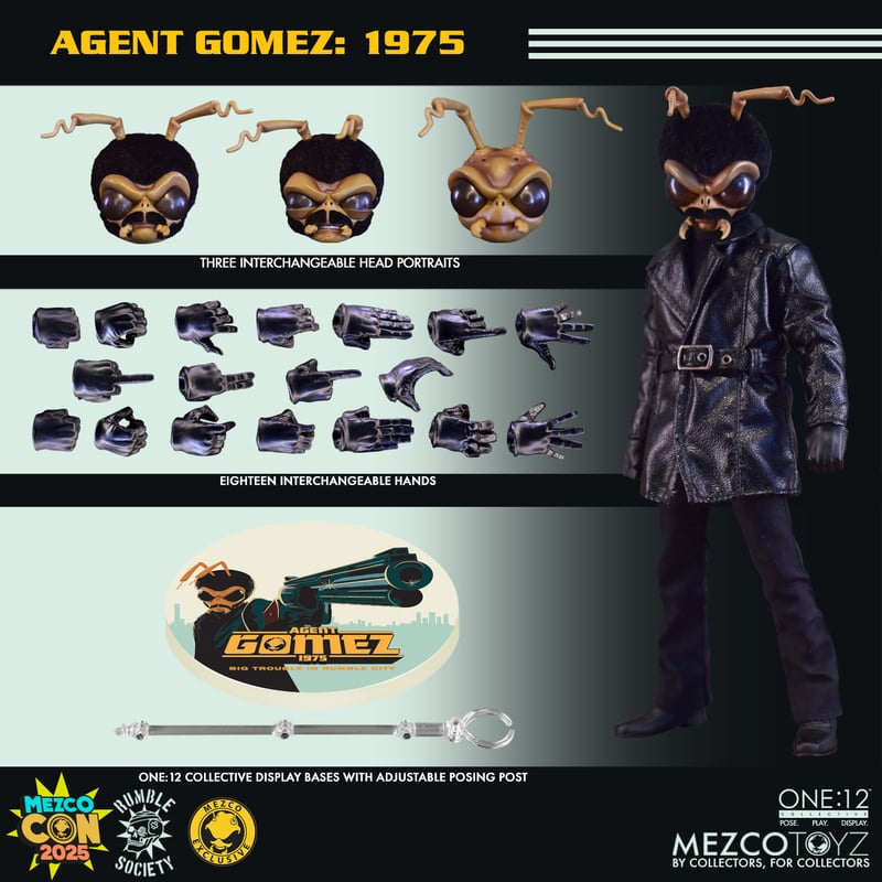 SDCC 2025 Mezco Toyz ONE:12 Collective: Agent Gomez 1975 Action Figure