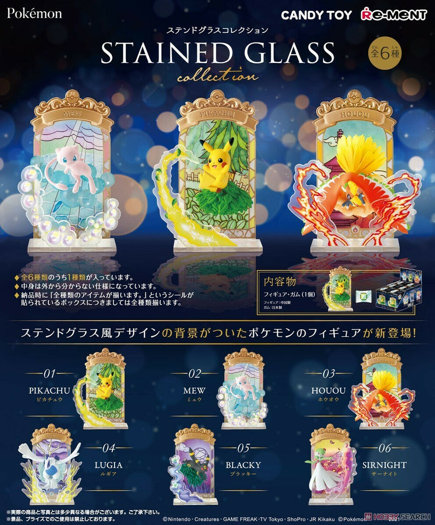 Re-Ment Pokemon Stained Glass Collection Assortment Trading Figures Box Set of 6