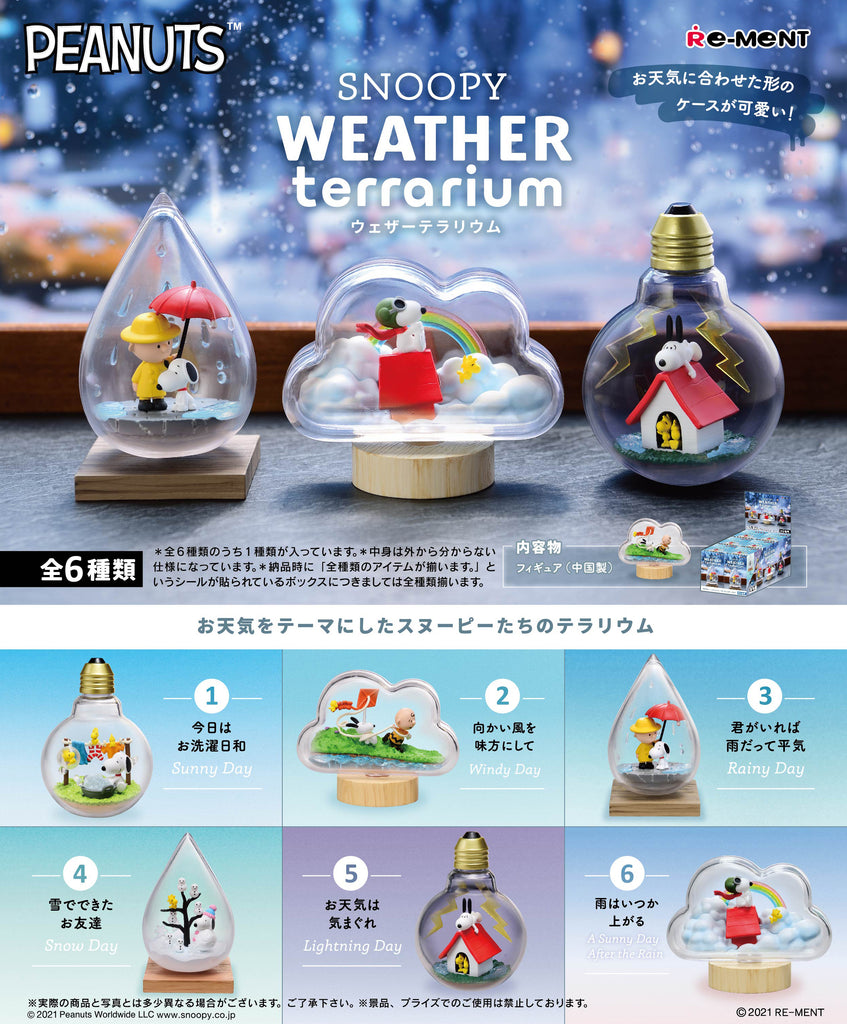 Re-Ment Snoopy Weather Terrarium Assortment Trading Figures Box Set of 6