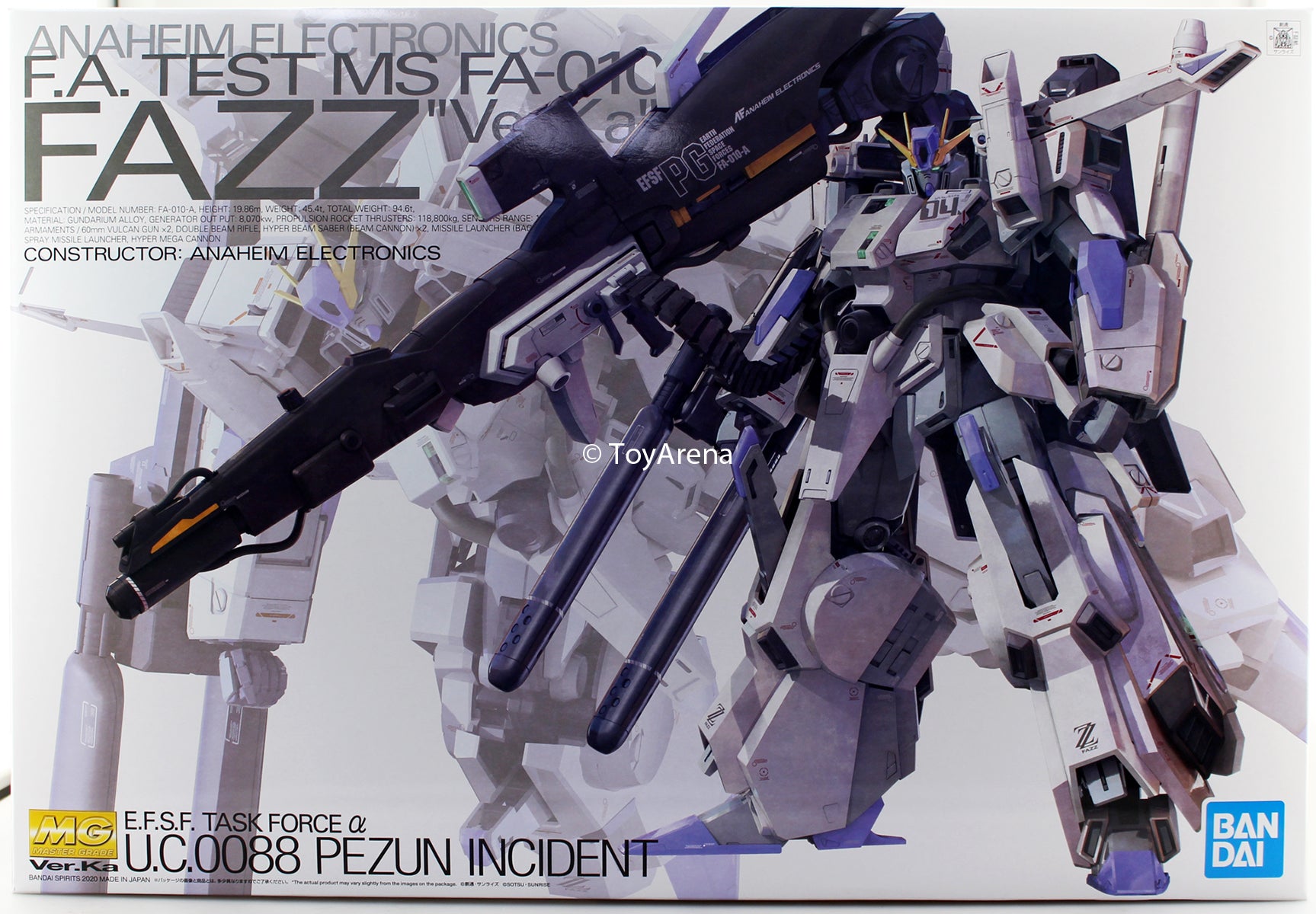 Gundam 1/100 MG Gundam Sentinel Full Armor FA-010A FAZZ Ver. Ka  Model Kit