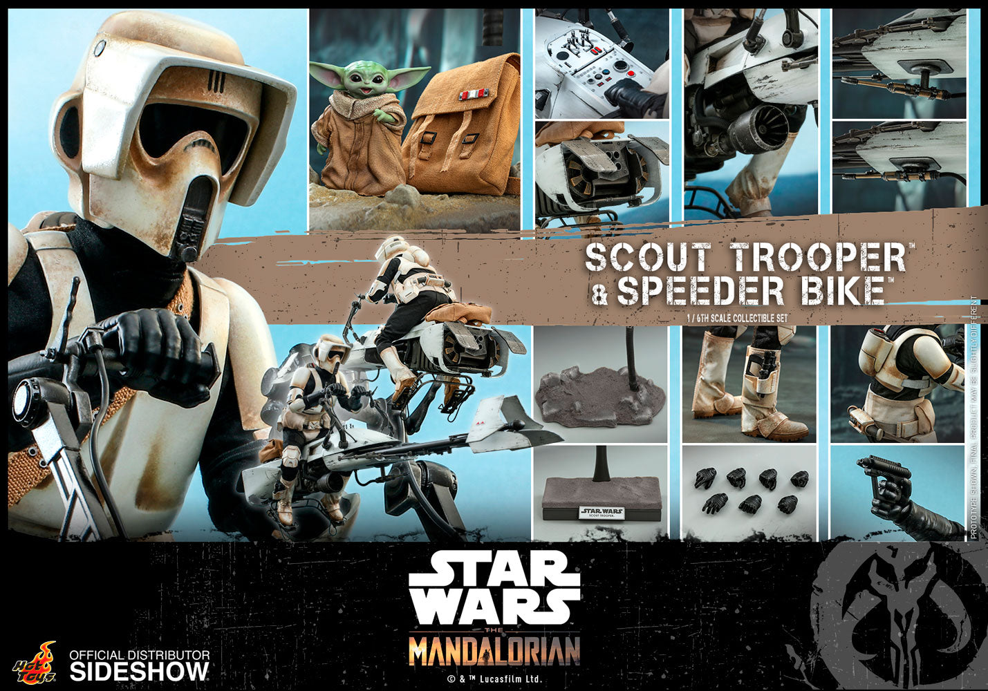 Hot Toys 1/6 The Mandalorian Scout Trooper and Speeder Bike Scale Figure TMS017