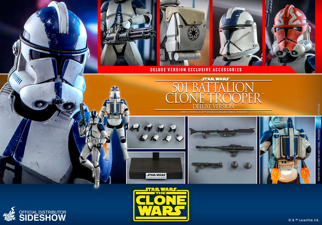 Hot Toys 1/6 Star Wars The Clone Wars 501st Battalion Clone Trooper (Deluxe) Sixth Scale Figure TMS023