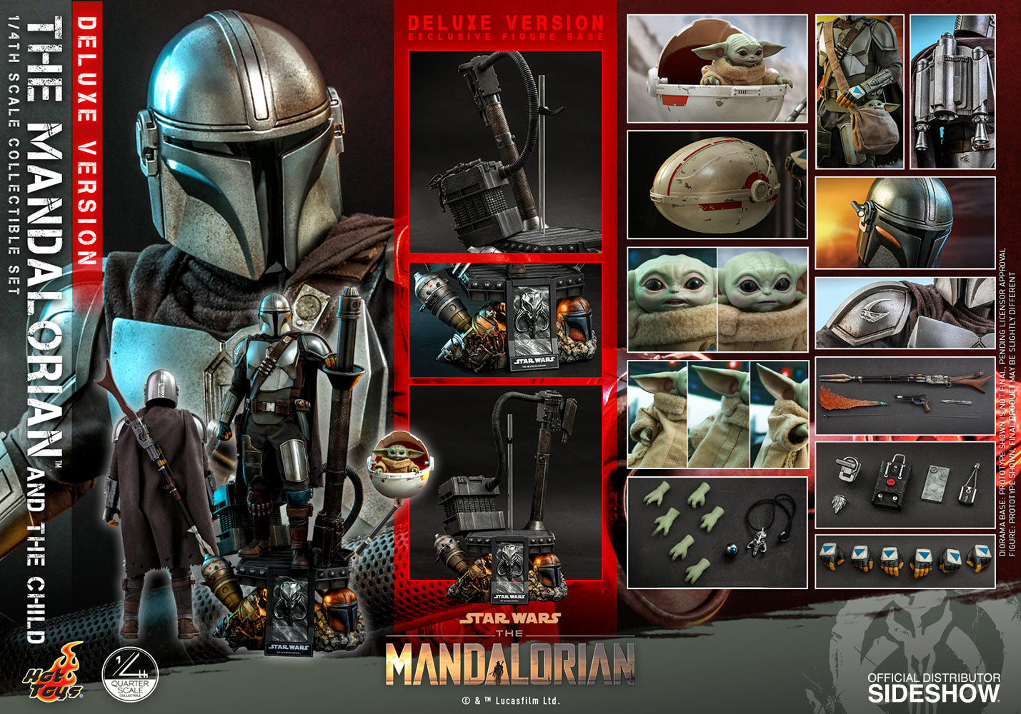 Hot Toys 1/4 Star Wars The Mandalorian and The Child (Deluxe) Quarter Scale Figure QS017