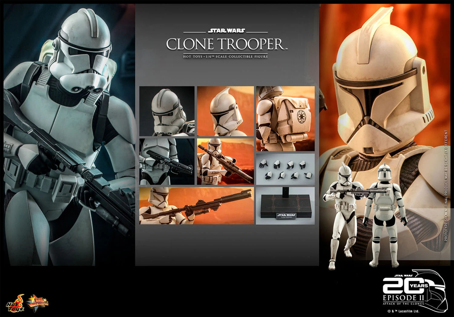 Hot Toys 1/6 Star Wars Episode II: Attack of the Clones Clone Trooper Sixth Scale Figure MMS647