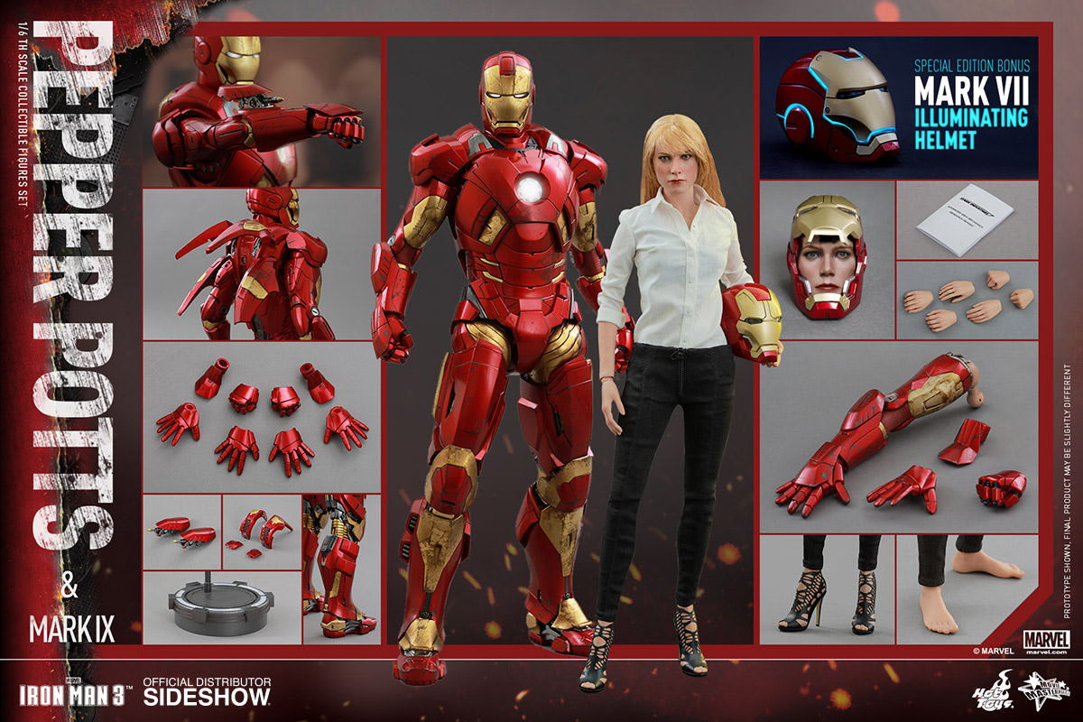 Hot Toys 1/6 Iron Man 3 Pepper Potts and Mark IX 9 Iron Man Sixth Scale Figure MMS311