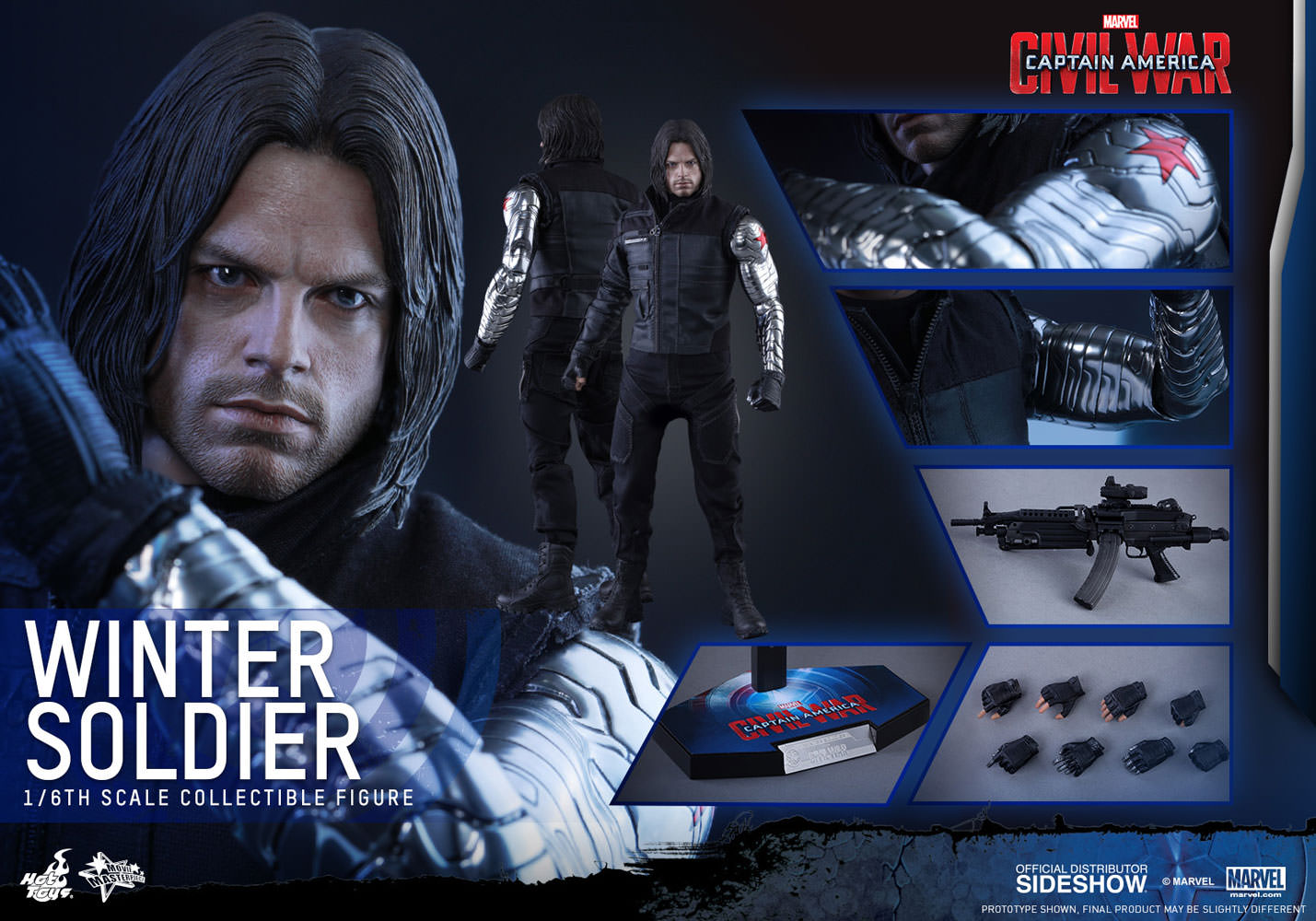 Hot Toys 1/6 Captain America Civil War Winter Soldier Sixth Scale MMS351