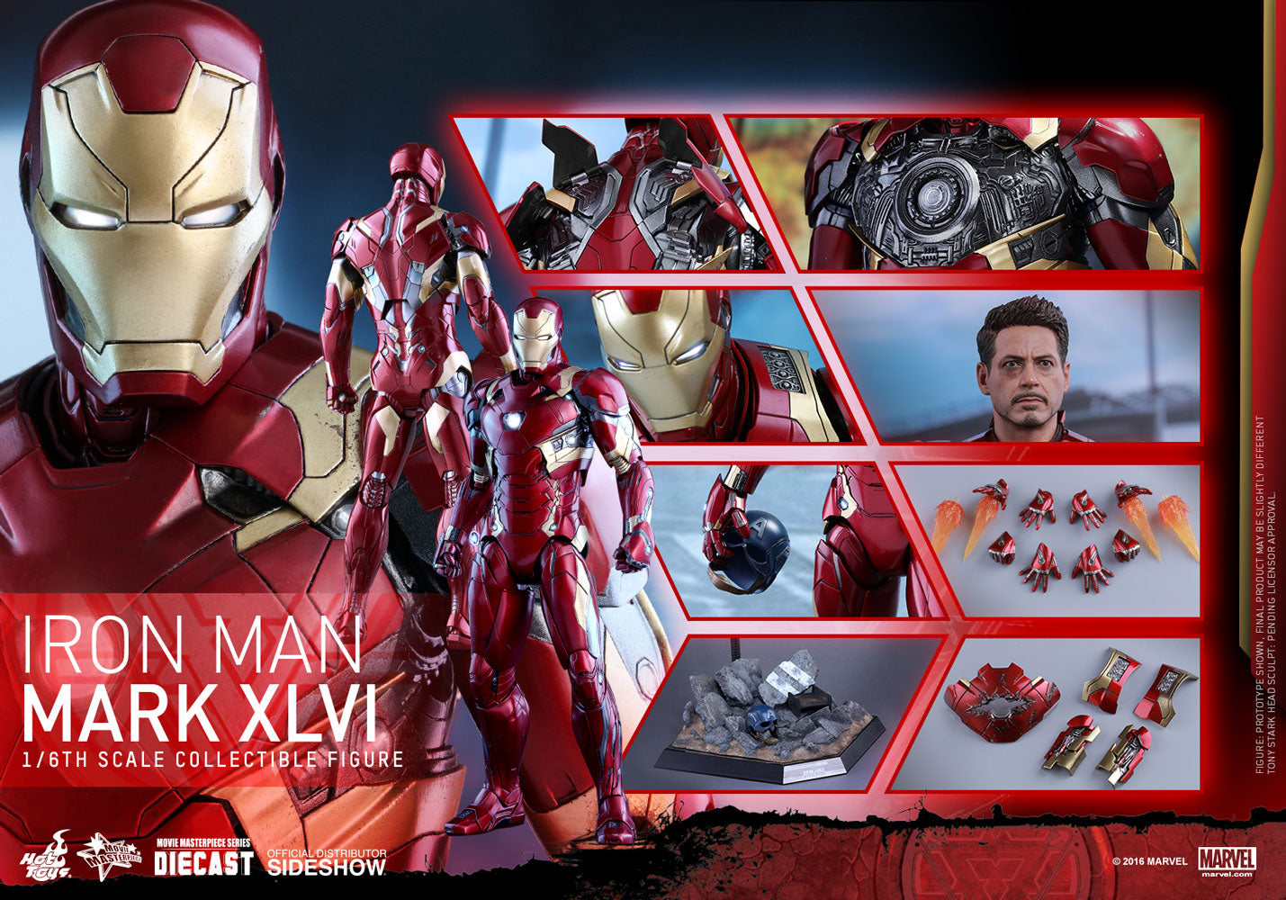 Hot Toys 1/6 Captain America Civil War Iron Man Mark XLVI (46) Diecast Sixth Scale Figure MMS353-D16