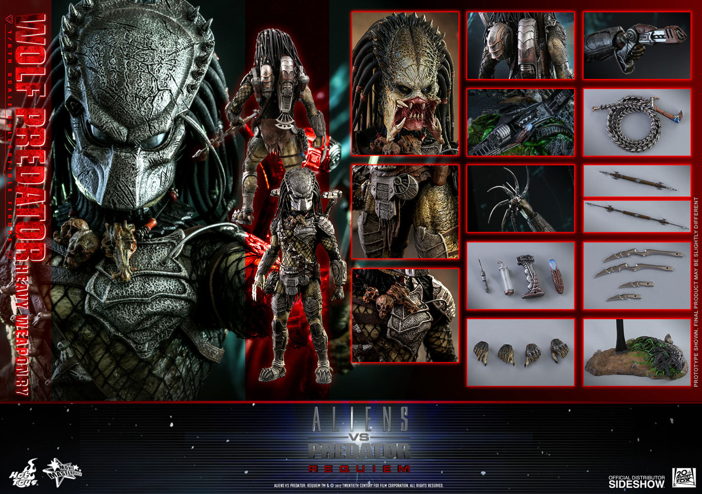 Hot Toys 1/6 Alien vs Predator Requiem Wolf Predator Heavy Weaponry Sixth Scale Figure MMS443