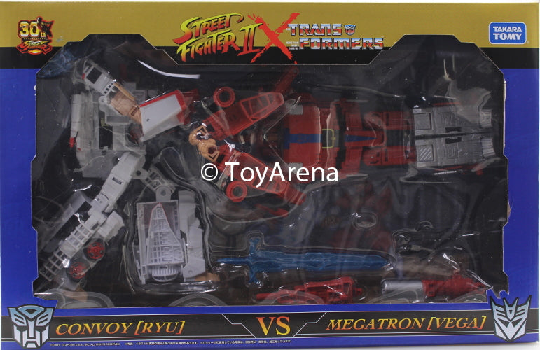 Takara Tomy Transformers X Street Fighter II Ryu (Convoy) Vs. Vega (Megatron) Action Figure Set Exclusive