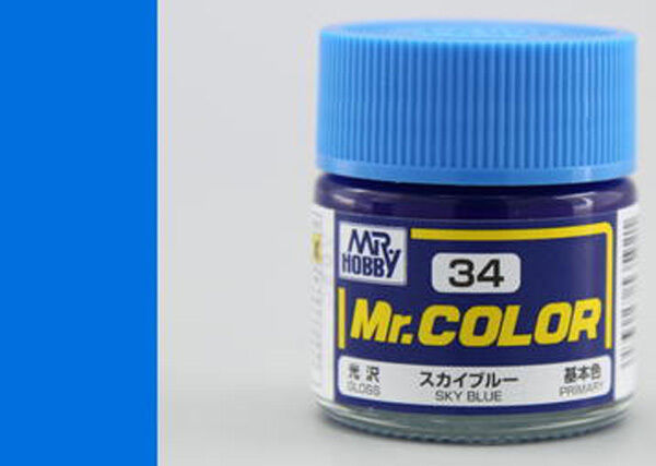 Mr. Hobby Mr. Color C34 Gloss Sky Blue 10ml Bottle