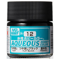 Mr. Hobby Aqueous Hobby Color H12 Flat Black 10ml Bottle