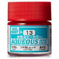 Mr. Hobby Aqueous Hobby Color H13 Flat Red 10ml Bottle