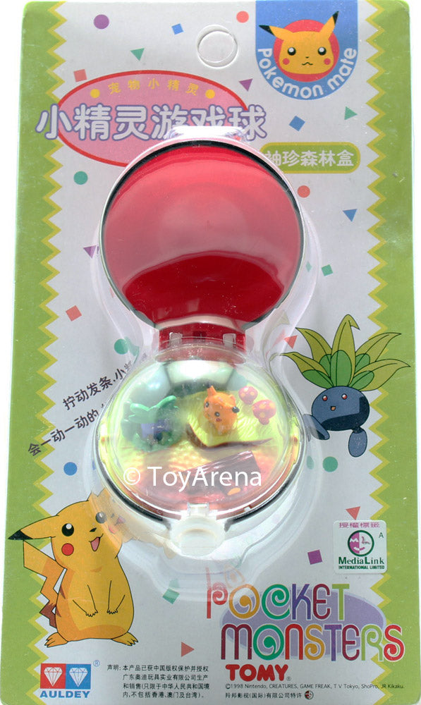 Auldey Tomy Pokemon Wind-Up Pokeball Pikachu & Oddish Keychain