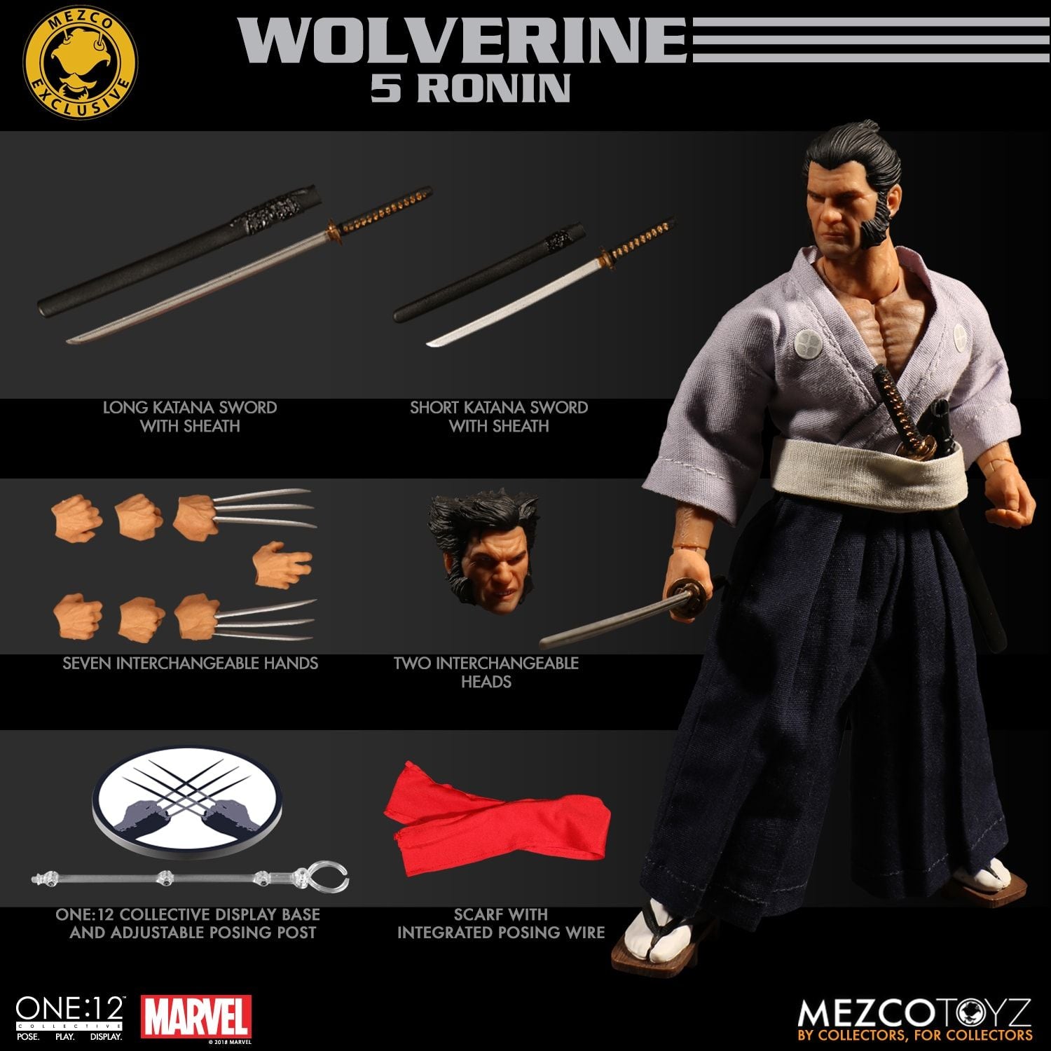 Mezco Toyz ONE:12 Collective: Wolverine 5 Ronin Action Figure