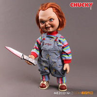 Mezco Toyz Childs Play Sneering Chucky Talking Doll Action Figure
