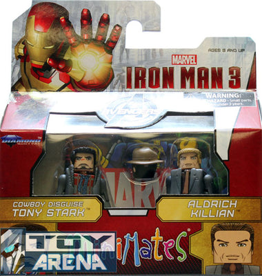 Marvel Minimates Iron Man 3 Cowboy Disguise Tony Stark & Aldrich Killian 2 Pack Action Figure