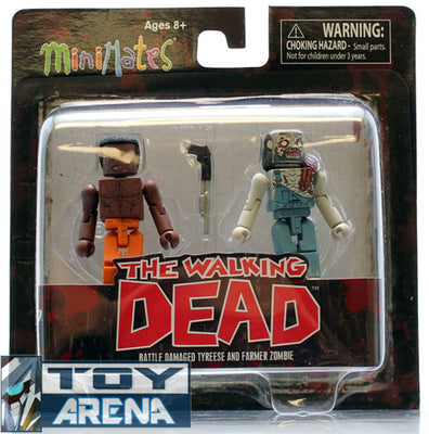 Minimates The Walking Dead Battle Damage Tyreese and Farmer Zombie 2 Pack Series 3 Rare Action Figure