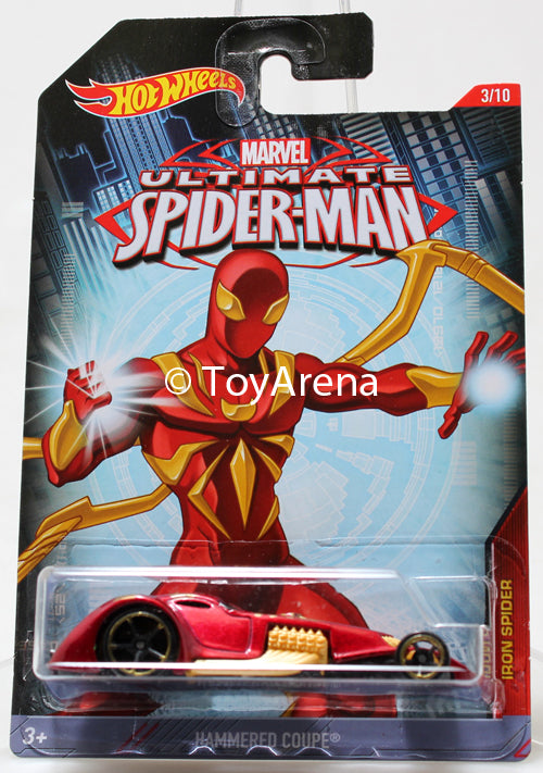 Hot Wheels Marvel Ultimate Spider-Man 2015 Hammered Coupe 1/64 Rare Die-Cast