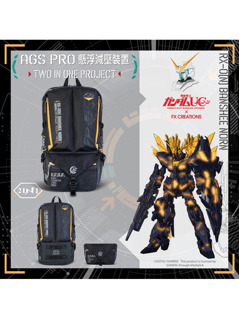 FX Creations RX-0 Unicorn Gundam Banshee Norn AGS Pro Suspension Backpack with Functional Pouch Combo