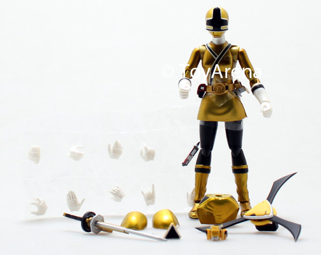 LOOSE Yellow from S.H. Figuarts Power Rangers Super Samurai Metallic Coating Deluxe Action Figure Set SDCC 2013