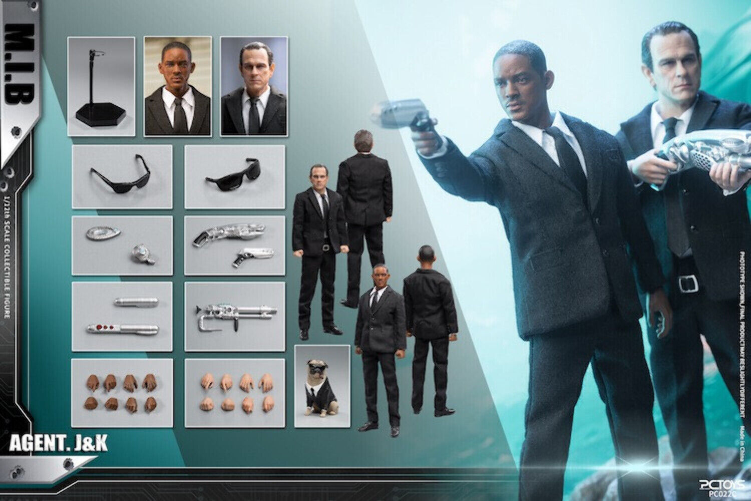 PCToys 1/12 Men in Black Agent J and K Scale Action Figure PC022C