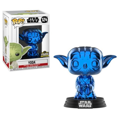 Funko Pop Blue Chrome Yoda #124 Star Wars Celebration 2019 Exclusive