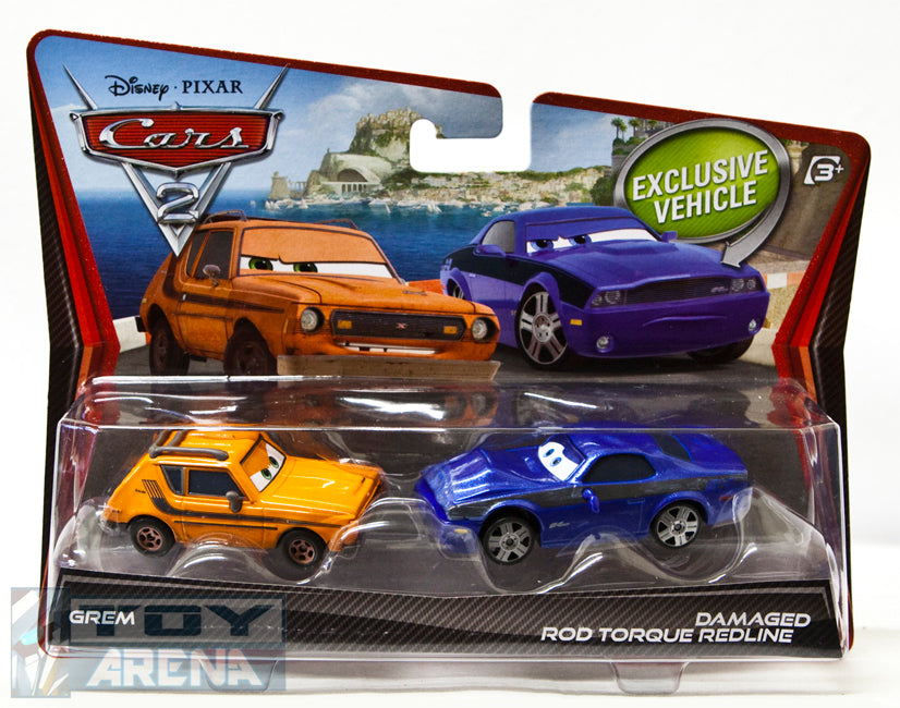 Disney Pixar Cars 2 Movie Grem and Damaged Rod Torque Redline 2-Pack